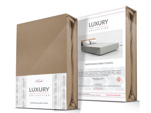Prześcieradło Premium Jersey elastan 220x200 z gumką Brąz Luxury 54