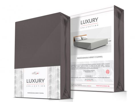 Prześcieradło Premium Jersey elastan 90x200 z gumką luksusowe Antracyt Luxury