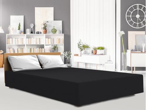 Prześcieradło Premium Jersey elastan 220x200 z gumką ekskluzywne Czarny Luxury