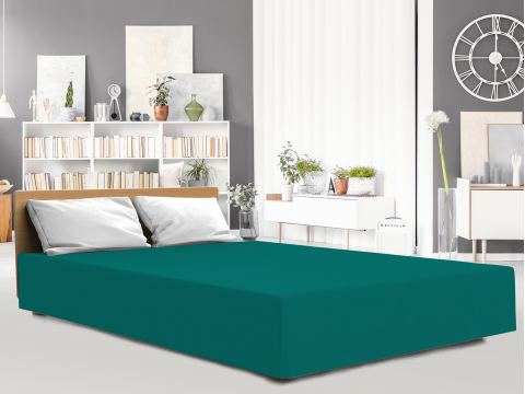 Prześcieradło Premium Jersey elastan 160x200 z gumką luksusowe Green Luxury zielony