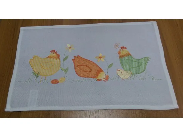 Serwetka świąteczna - biała z żółtą kurką - 25x40 cm - Wielkanoc - INT 15790