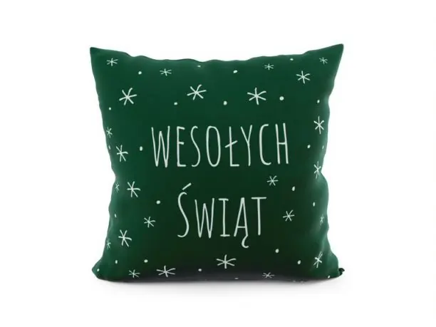 Dekoracyjna Poszewka Świąteczna 40x40 Wesołych Świąt Velvet int 028 zielona boże narodzenie - 1 szt