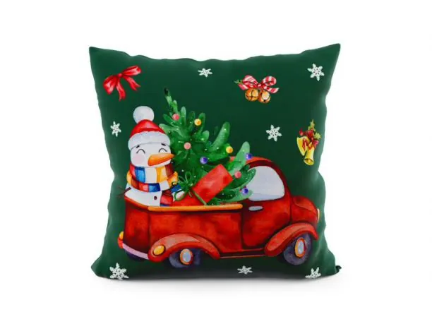 Dekoracyjna Poszewka Świąteczna 40x40 Prezenty, Bałwanek Velvet int 027 zielona boże narodzenie - 1 szt