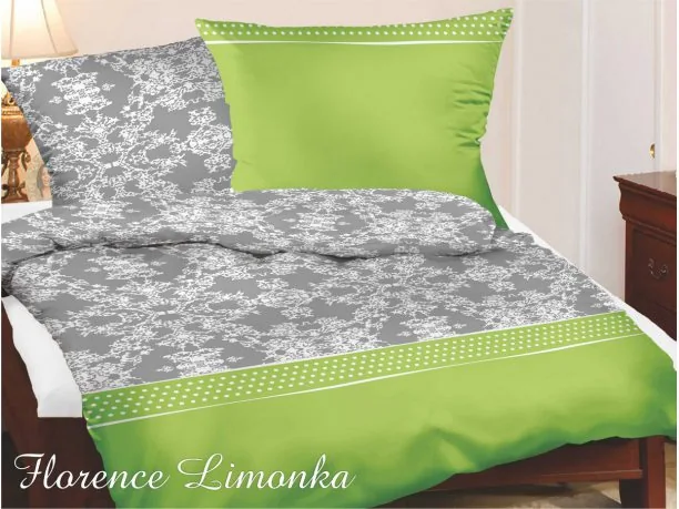 Pościel satynowa Greno Gold Line Florence limonka 160x200