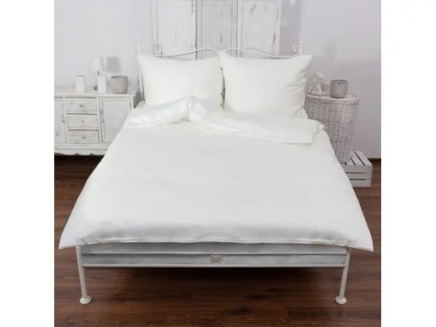 Pościel jednobarwna exclusive Monako z lamówką 160x200 +2/70x80 satyna biała andropol