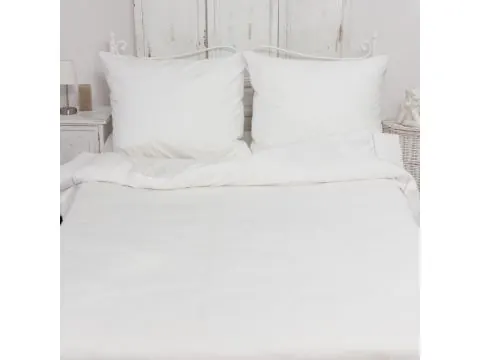 Pościel Monako 200x220 Biała z Lamówką | Bawełna Satynowa
