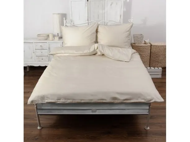 Pościel jednobarwna exclusive Monako z lamówką 160x200 +2/70x80 satyna jasny beż andropol