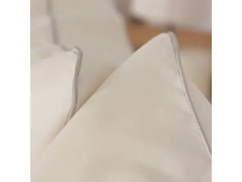 Pościel bawełna satynowa 160x200 Monako – Jasny beż z beżową lamówką