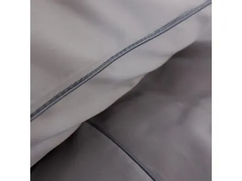 Pościel satynowa 160x200 Monako – Jasny popiel z ciemną lamówką