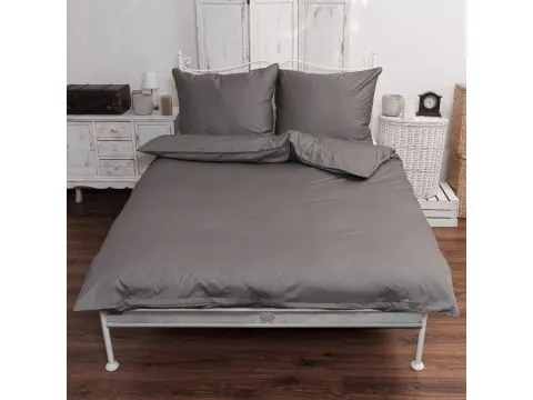 Pościel satynowa jednobarwna exclusive Monako z lamówką 160x200 +2/70x80 ciemny popiel andropol