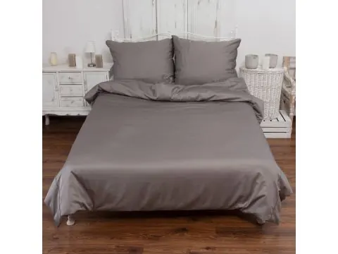 Pościel satynowa jednobarwna exclusive Monako z lamówką 200x220 +2/70x80 ciemny popiel andropol
