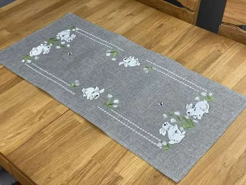Bieżnik świąteczny 40x90 zajączki popielate int 5530 wielkanoc