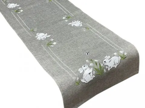 Bieżnik świąteczny 40x90 zajączki popielate int 5530 wielkanoc