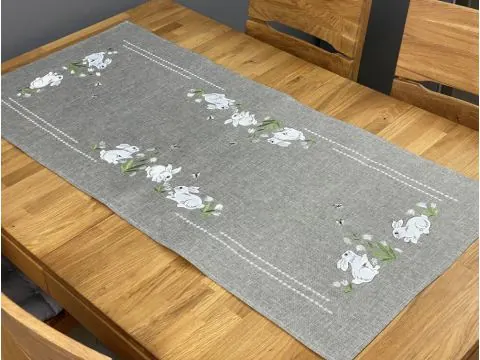 Bieżnik świąteczny 55x120 zajączki popielate int 5530 wielkanoc