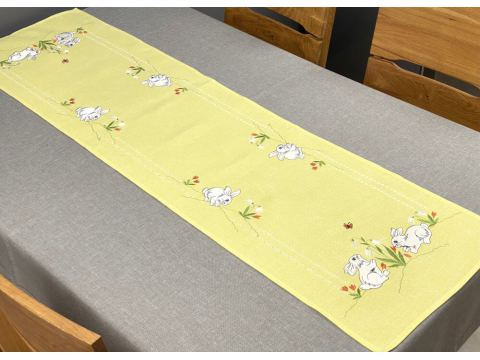 Bieżnik świąteczny 40x140 zajączki żółte int 5530 wielkanoc