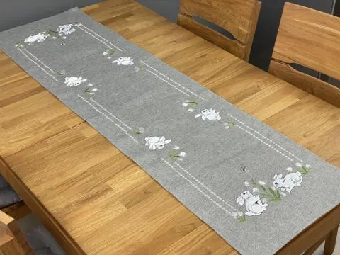 Bieżnik świąteczny 40x140 zajączki popielate int 5530 wielkanoc
