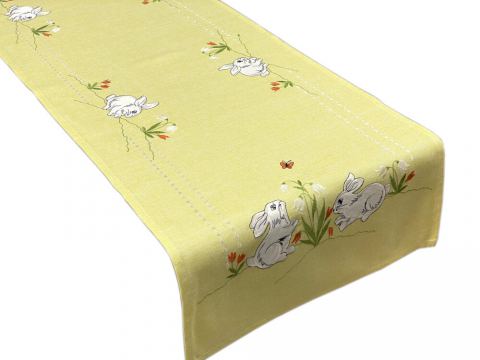 Bieżnik świąteczny 40x175 zajączki żółte int 5530 wielkanoc