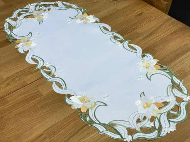 Bieżnik haftowany 40x85 żonkile 0407 owalny