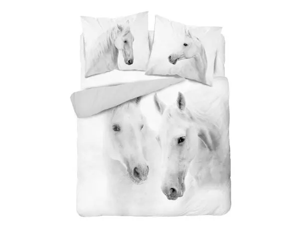 Pościel bawełniana 160x200 3927 A biały koń Nature Holland holenderska 3D