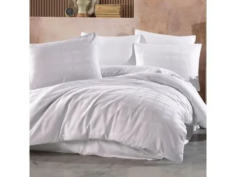 Pościel z Makosatyny 140x200 Marsela Biała – Ekskluzywna