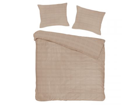 Satyna bawełniana Marsela 140x200 +70x80 light brown jednobarwna krateczka satynlove exclusive