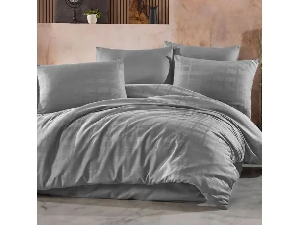 Satyna bawełniana Marsela 160x200 +2/70x80 grey jednobarwna krateczka satynlove exclusive szary