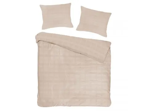 Satyna bawełniana Marsela 200x220+2/70x80 beige jednobarwna krateczka satynlove exclusive beżowy