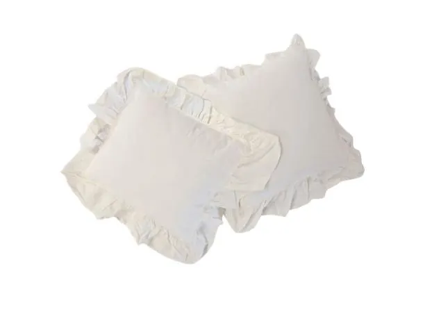 Komplet poszewek bawełnianych 2x40x40 z falbanką snow white limasso jednobarwna