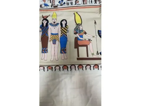 Pościel satynowa 200x220 kremowy, wzór egipski bielbaw