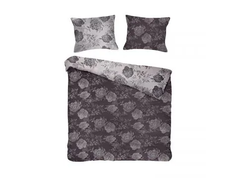 Pościel z bawełny 220x200 +2/70x80 flory antracite cottonlove jacquard róża