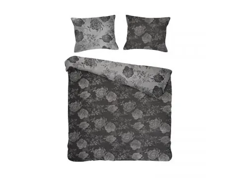 Pościel z bawełny 220x200 +2/70x80 flory dark grey cottonlove jacquard róża