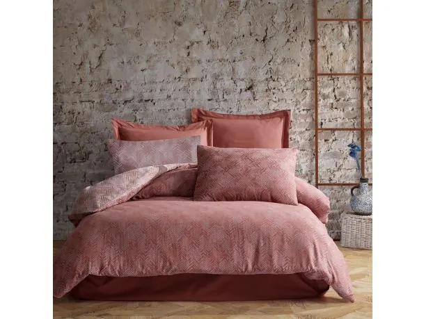 Pościel żakardowa 220x200 +2/70x80 hannah pudra cottonlove jacquard bawełna