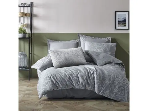 Pościel żakardowa 220x200 +2/70x80 marble grey cottonlove jacquard bawełna
