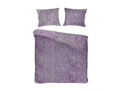 Pościel żakardowa 220x200 +2/70x80 marble purple cottonlove jacquard bawełna fiolet