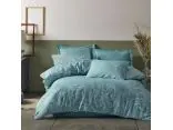 Pościel żakardowa 160x200 +2/70x80 marble turquoise cottonlove jacquard bawełna turkus