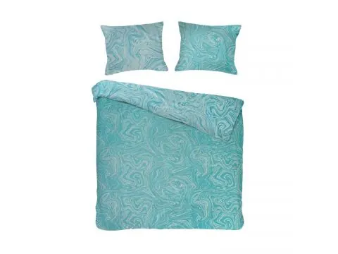 Pościel żakardowa 220x200 +2/70x80 marble turquoise cottonlove jacquard bawełna turkus