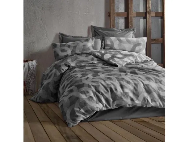 Pościel żakardowa 220x200 +2/70x80 spoty anthracite cottonlove jacquard bawełna grafit