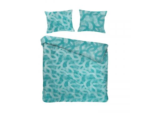 Pościel żakardowa 160x200 +2/70x80 spoty turquoise cottonlove jacquard bawełna turkus