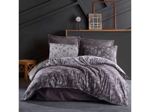 Pościel żakardowa 160x200 +2/70x80 spring anthracite cottonlove jacquard bawełna grafit