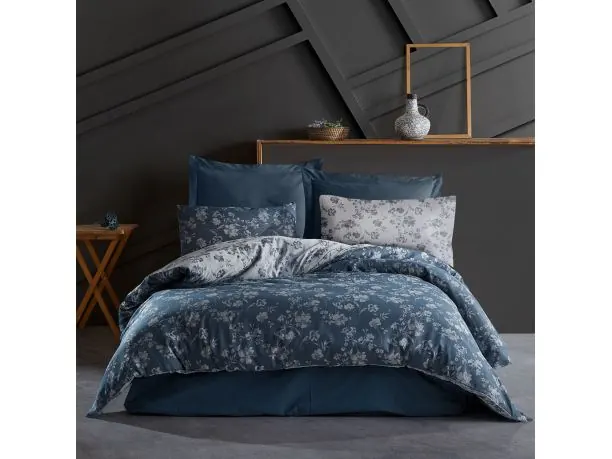 Pościel żakardowa 160x200 +2/70x80 spring blue cottonlove jacquard bawełna