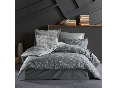 Pościel żakardowa 160x200 +2/70x80 spring grey cottonlove jacquard bawełna