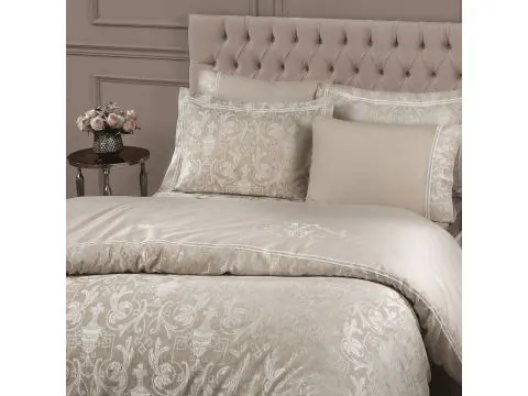 Pościel satynowa haftowana ekskluzywna Emperium Beige 200x220 Tivolyo Embroidery Satin