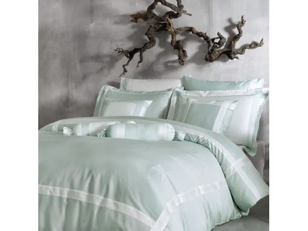 Ekskluzywna pościel satynowa Banda Green 200x220 Tivolyo Embroidery Satin