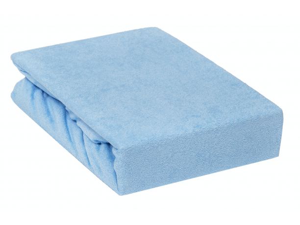 Prześcieradło Frotte z gumką niebieski jasny 160x200     005