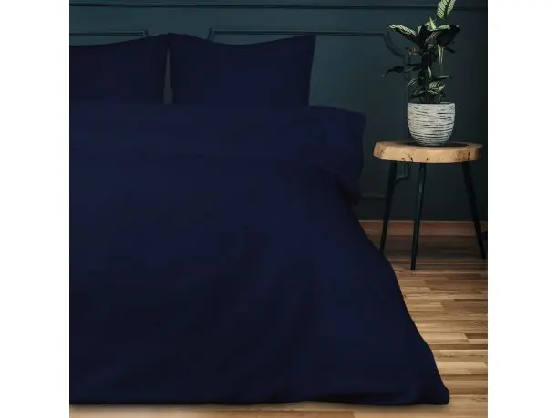 Pościel satynowa 180x200 ciemny granat jednobarwna Carmen 026