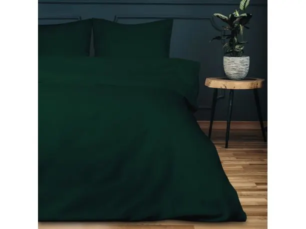 Pościel satynowa 180x200 jednobarwna zieleń butelkowa Carmen 036