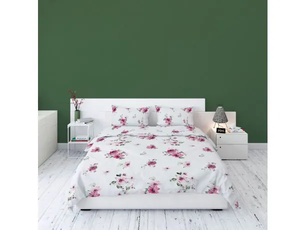 Pościel Flanelowa 220x200 wz 4036 A różowe kwiatuszki