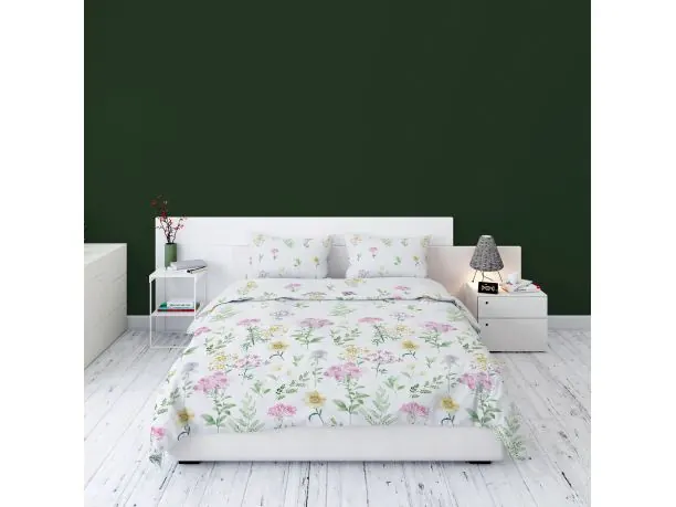 Pościel Flanelowa 220x200 wz 4146 A kwiaty na łączce