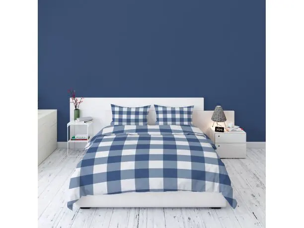 Pościel Flanelowa 220x200 wz 3840 b niebiesko biała kratka