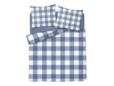 Pościel Flanelowa 220x200 wz 3840 b niebiesko biała kratka